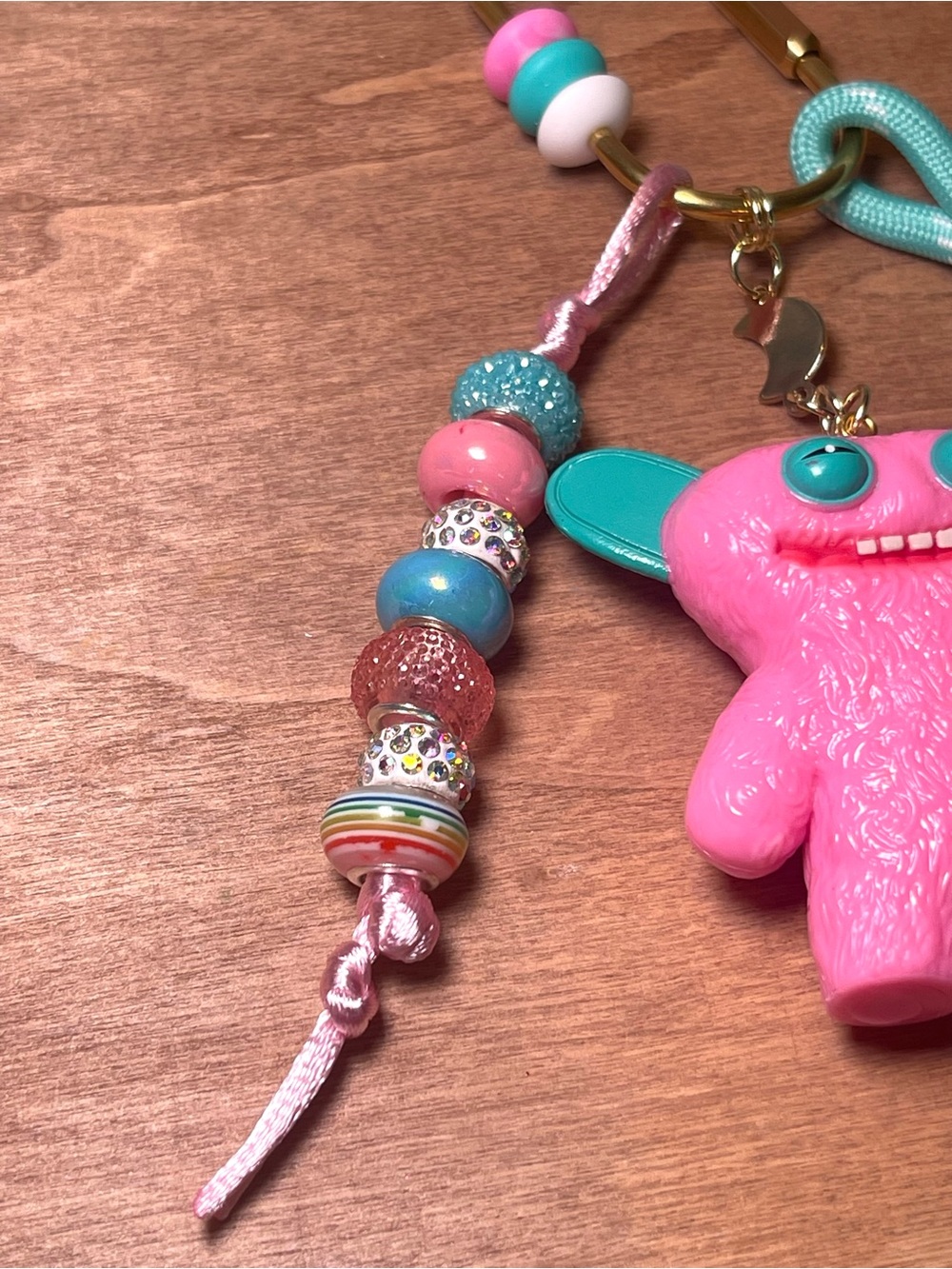Pink & Teal Fuggler Keychain / Bag charm - Picture 3 of 5